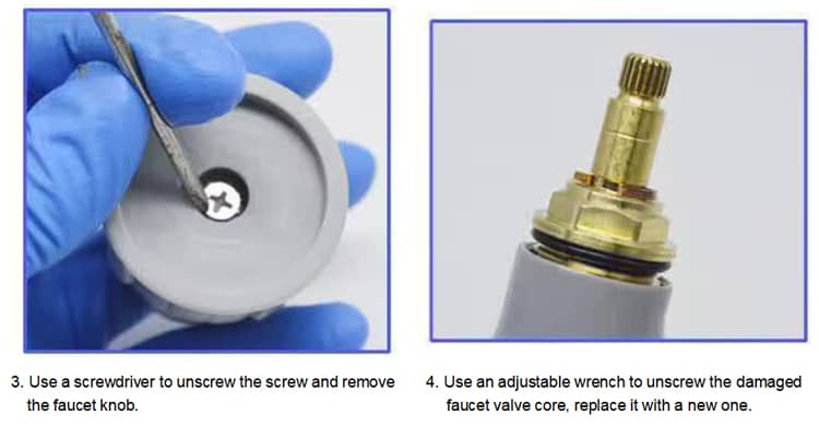 Second step-replace the valve core of the laboratory faucet